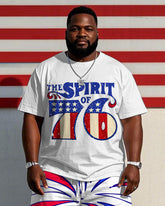 Men's Plus Size Celebrate Independence Day Carnival Short Sleeve T-Shirt Shorts Suit